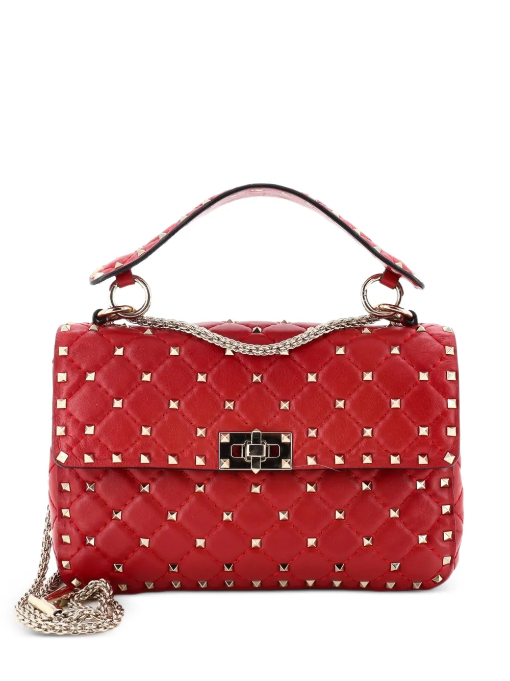 Valentino Garavani Pre-Owned Rockstud Spike Flap Bag Quilted Leather Medium crossbody bag - Rosso