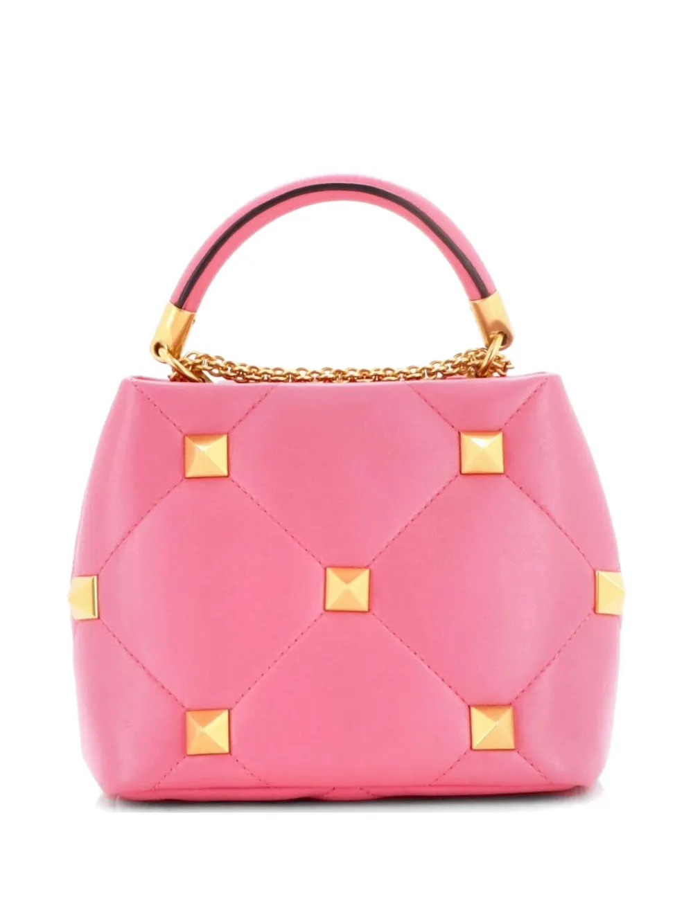 Roman Stud Top Handle Bag Quilted Leather Small Satchel