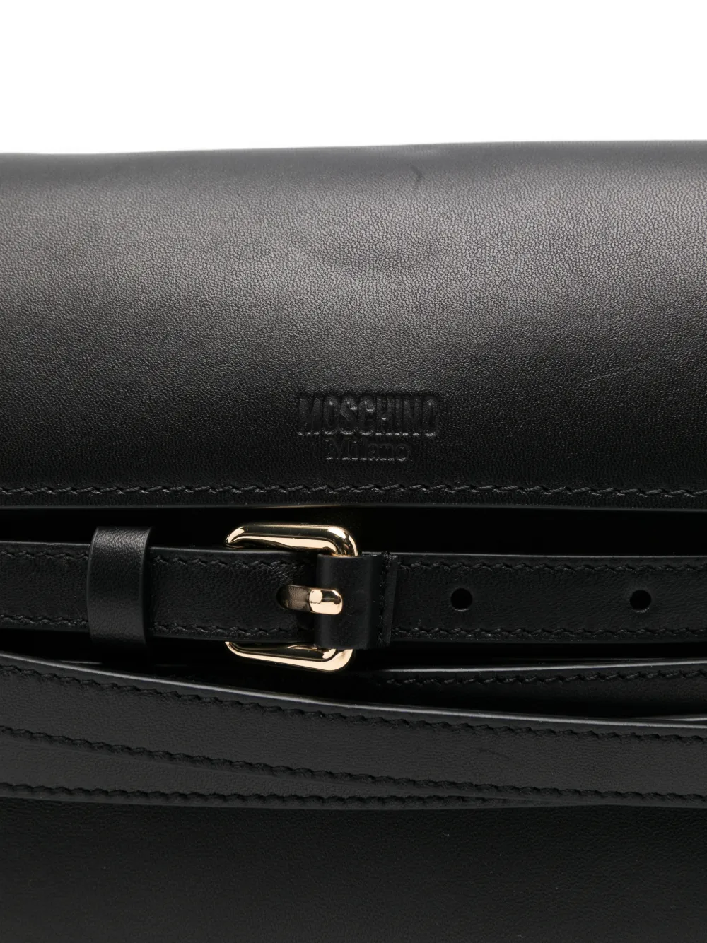 Moschino Leren schoudertas met gesp Zwart