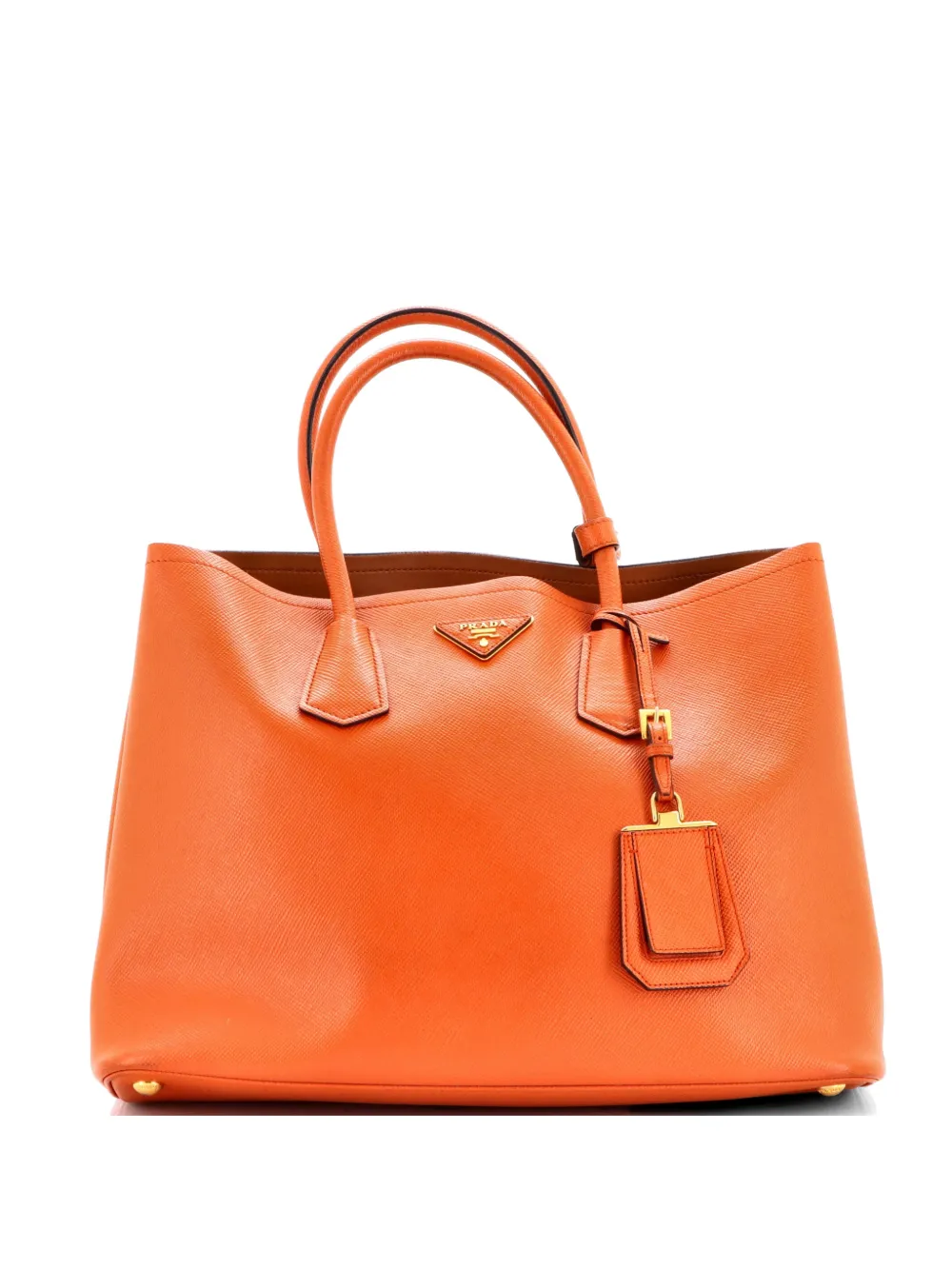 Prada Pre-Owned Cuir Double Saffiano Leather Medium tote bag - Arancione