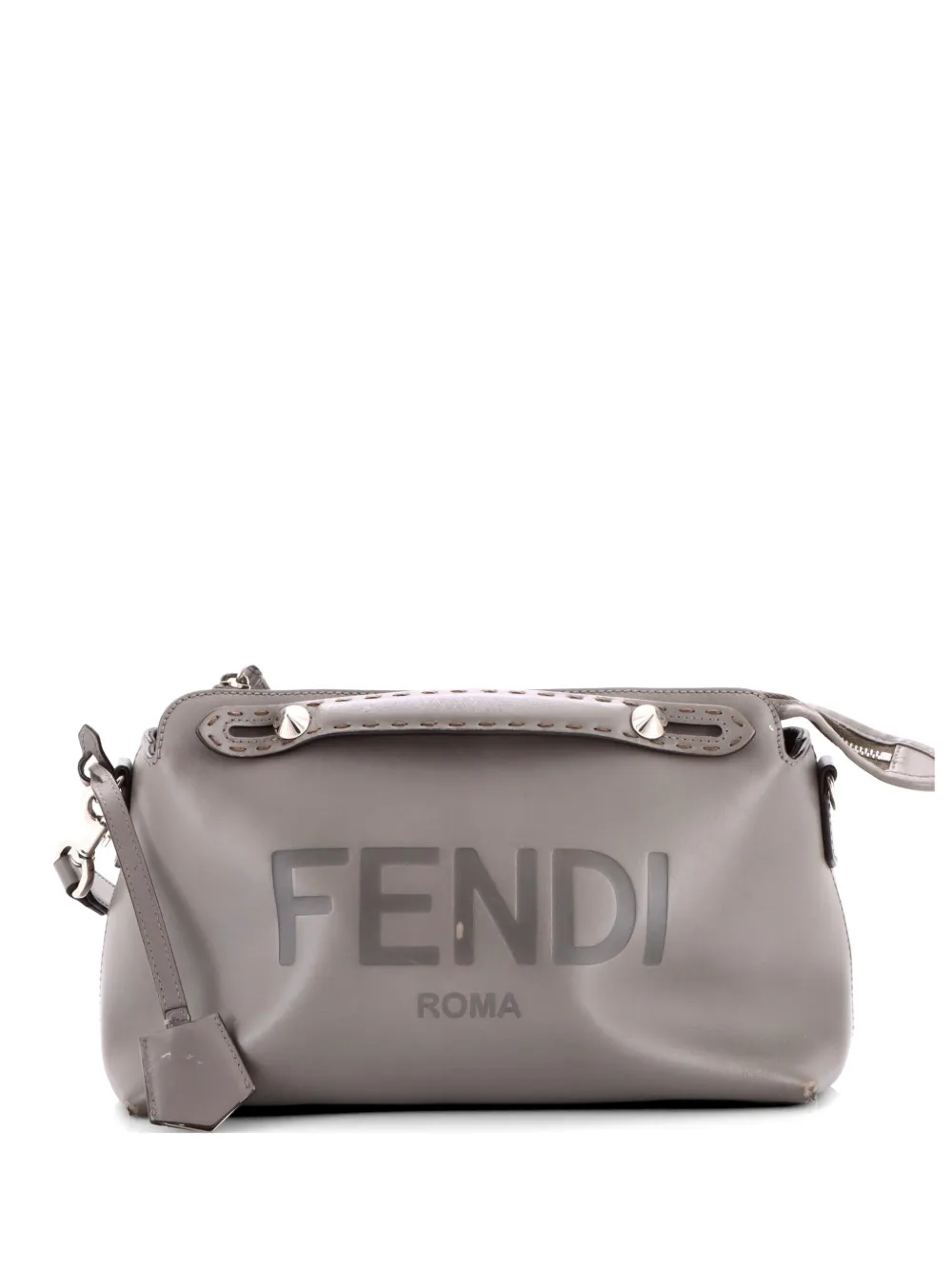Fendi Pre-Owned Logo By The Way Satchel Embossed Leather Medium shoulder bag - Grigio