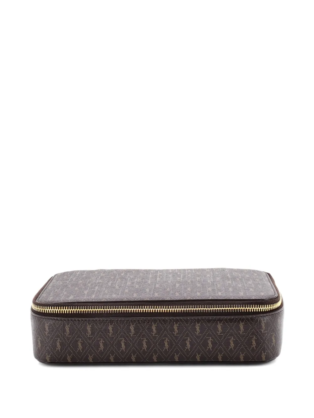 Saint Laurent Pre-Owned Zip Around Jewelry Box Monogram All Over Canvas Large pouch - Marrone