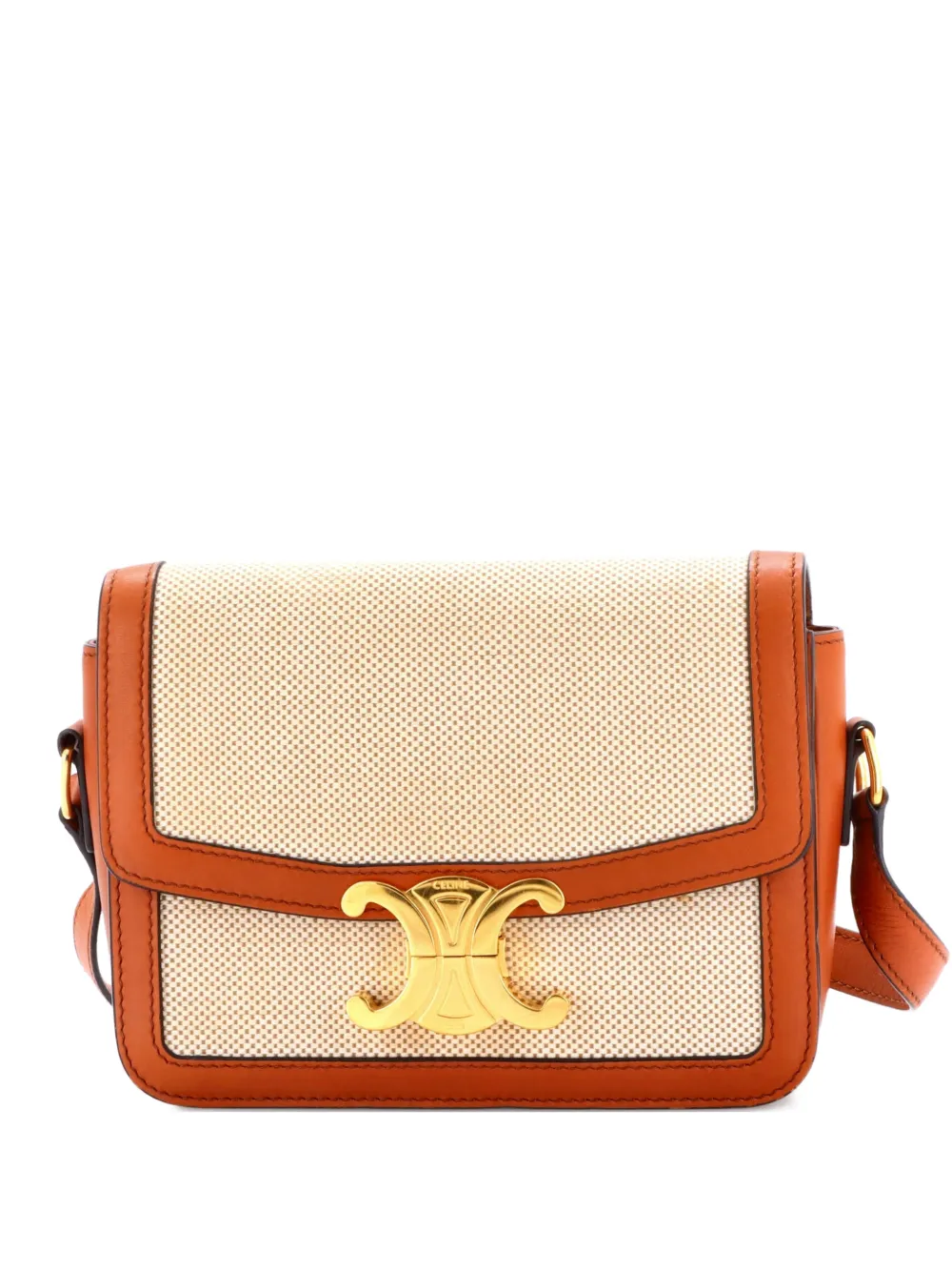 Celine Pre-Owned Triomphe Shoulder Bag Canvas with Leather Teen crossbody bag - Marrone