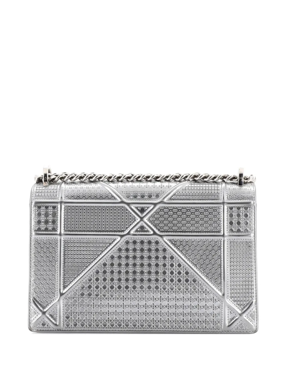 Christian Dior Pre-Owned Diorama Flap Bag Cannage Embossed Calfskin Medium shoulder bag - Argento