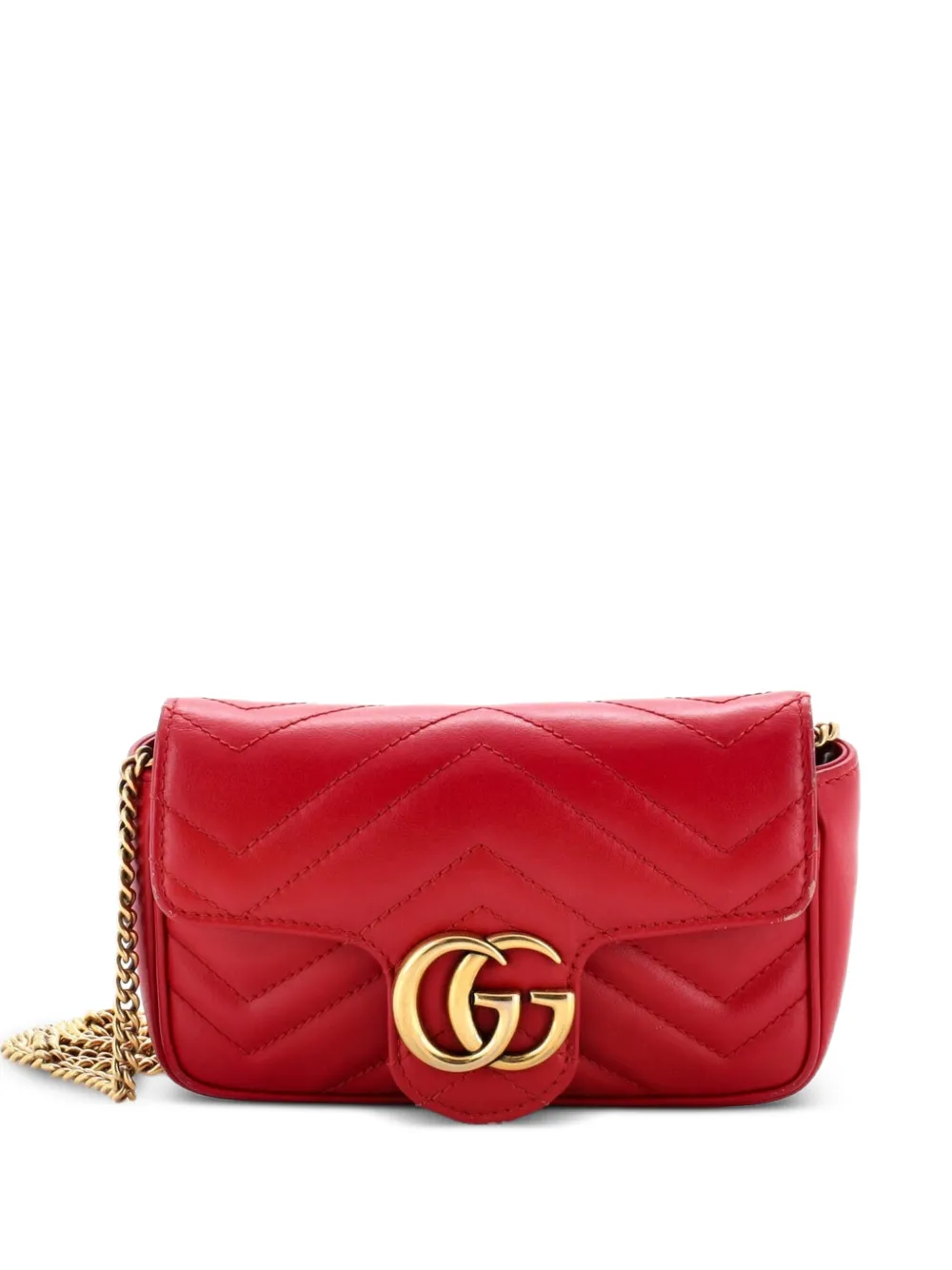 Gucci Pre-Owned GG Marmont Flap Bag Matelasse Leather Super Mini crossbody bag - Rosso