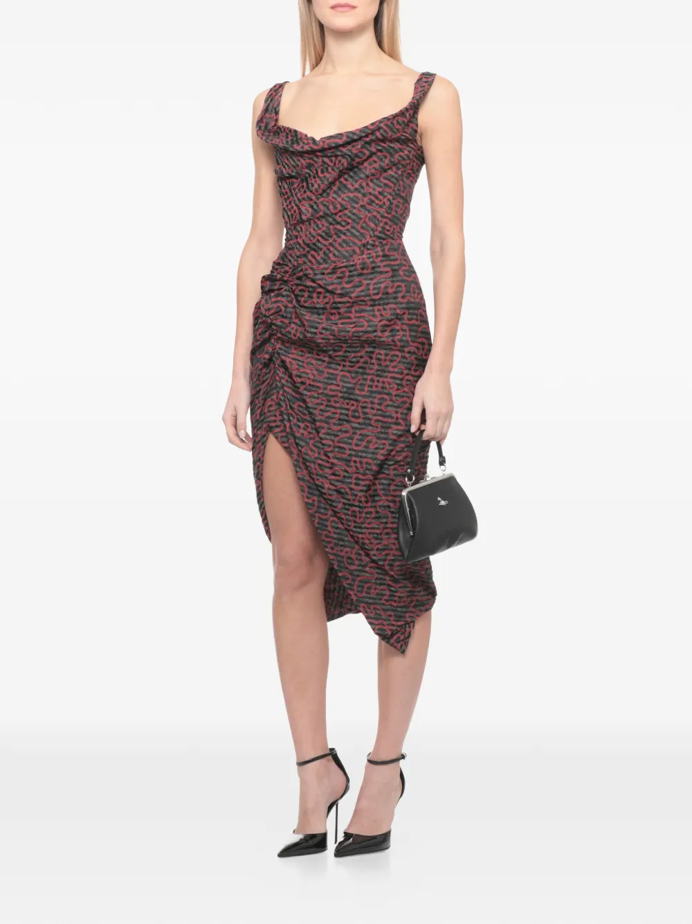Vivienne Westwood Gedrapeerde midi-jurk met print Rood