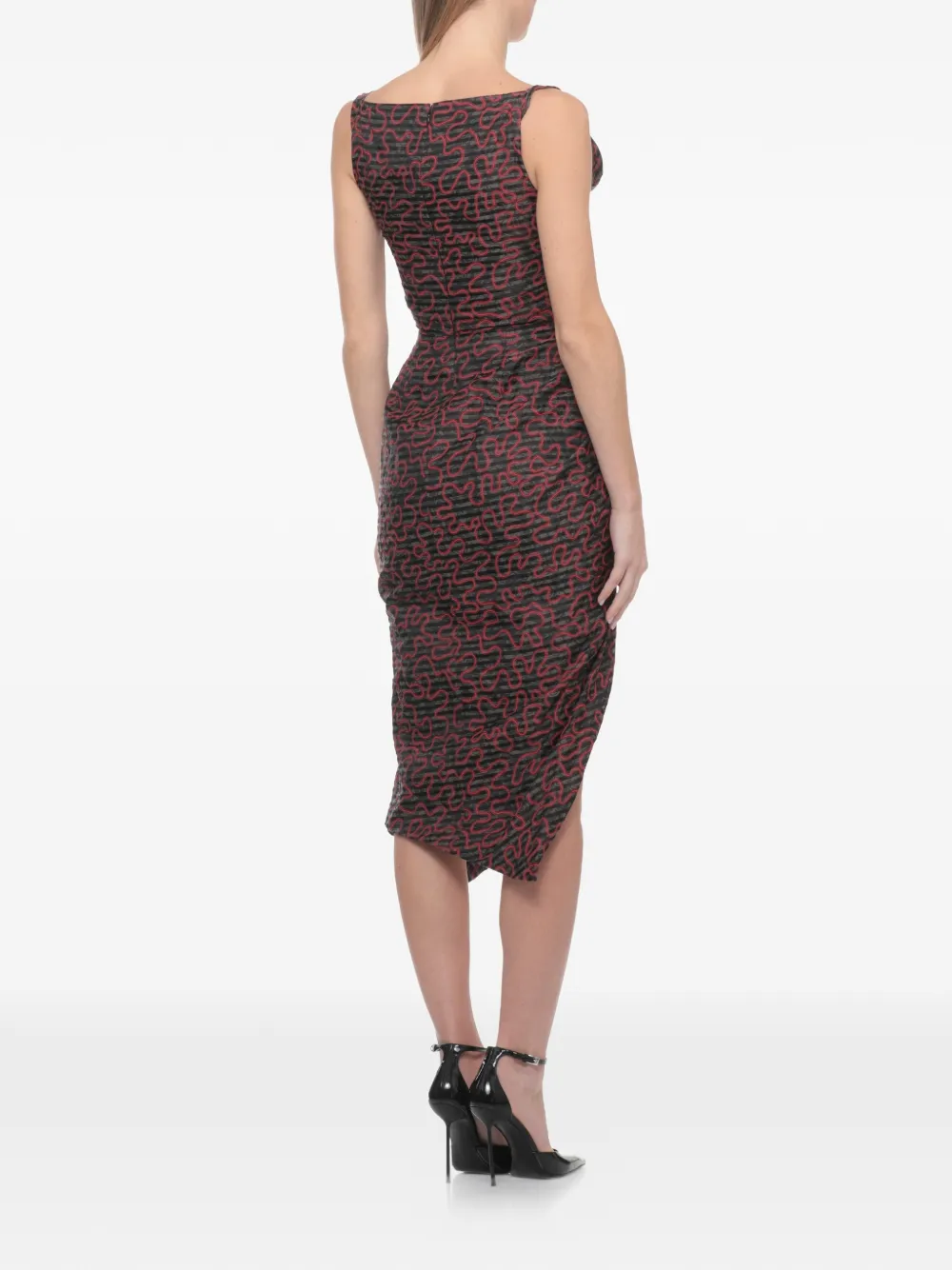Vivienne Westwood Gedrapeerde midi-jurk met print Rood