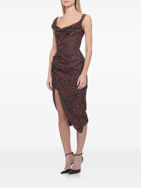 vivienne westwood draped midi dress Vivienne Westwood Draped Print-detail Midi Dress
