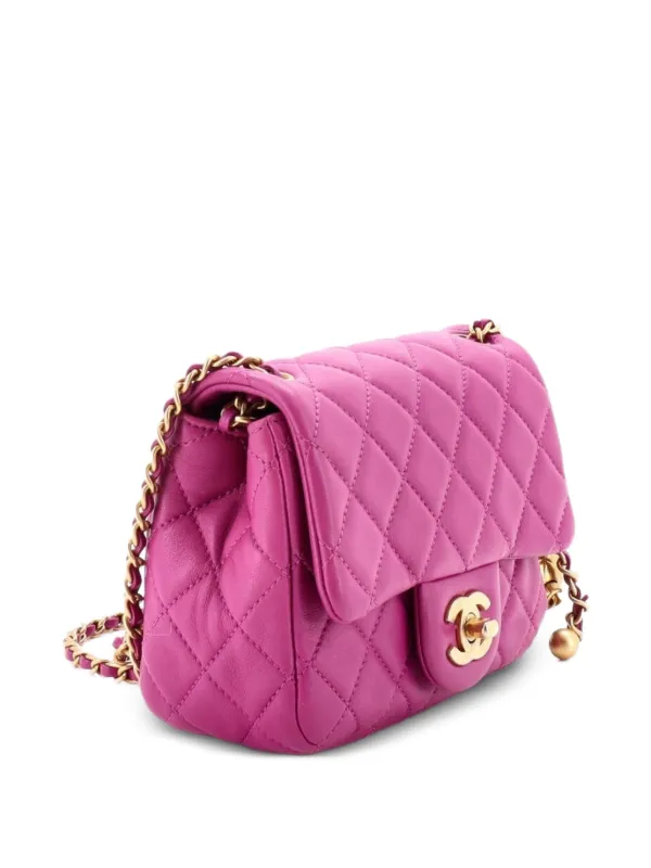 CHANEL Pre-Owned Pearl Crush Square Flap Bag Quilted Lambskin Mini