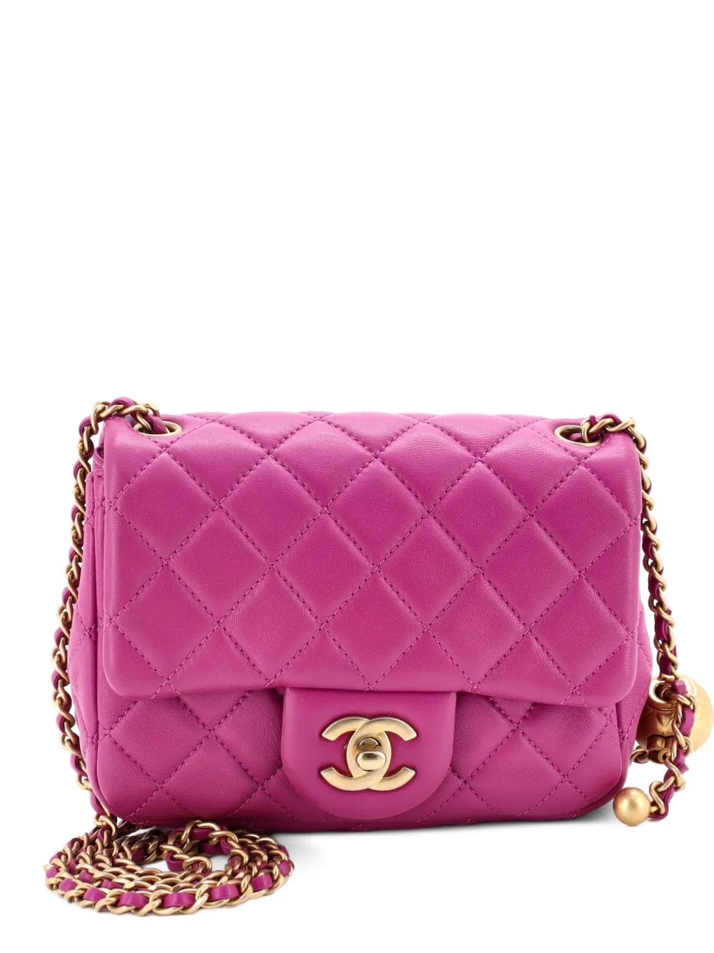 CHANEL Pre-Owned Pearl Crush Square Flap Bag Quilted Lambskin Mini crossbody bag - Rosa