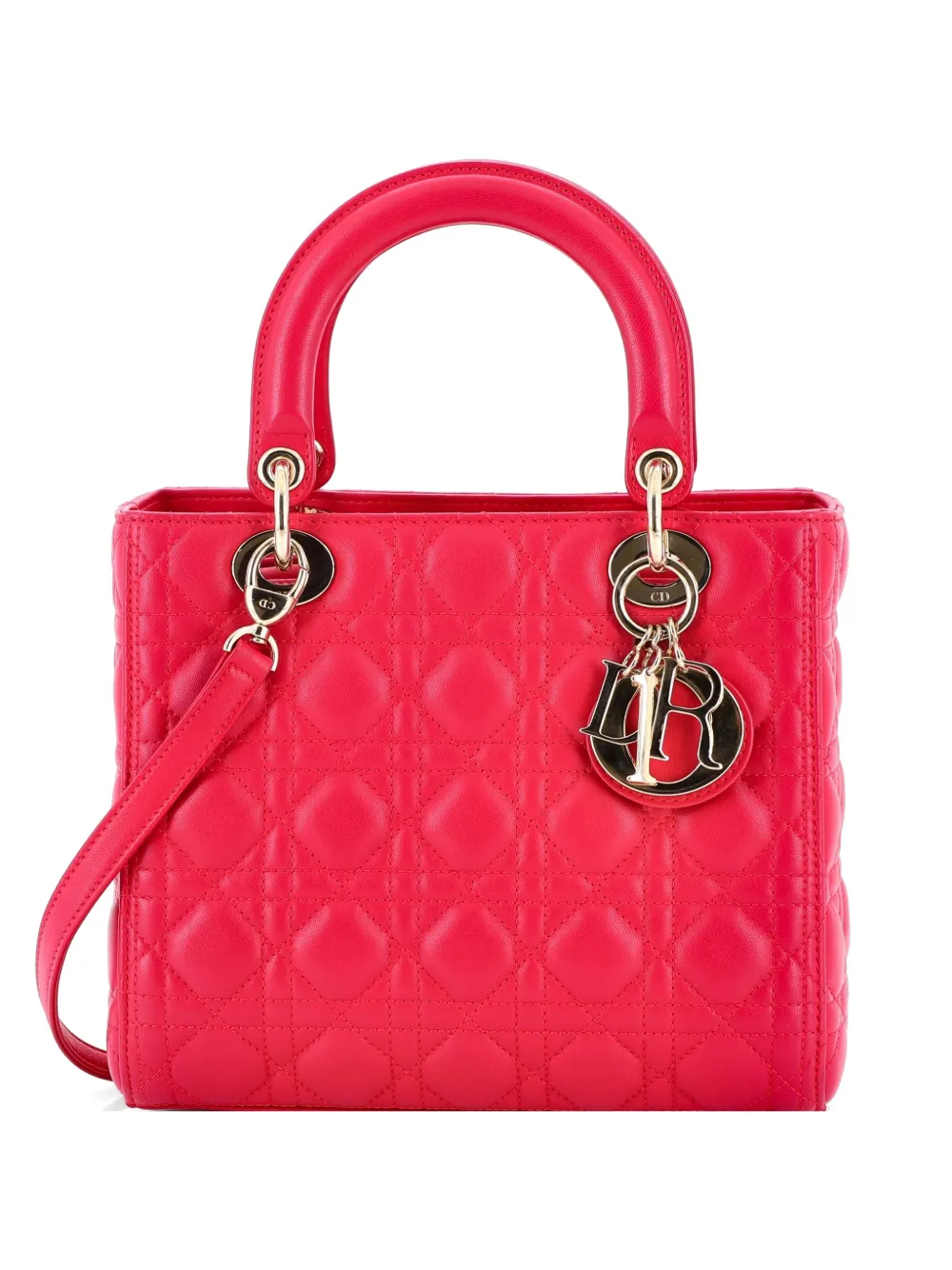 Christian Dior Pre-Owned Borsa a tracolla Lady Dior media in pelle di agnello trapuntata con motivo Cannage - Rosa