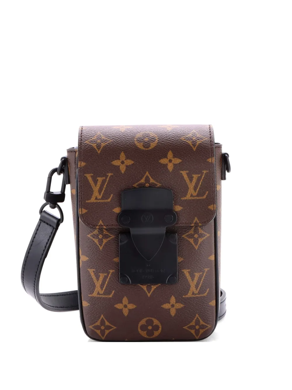 Louis Vuitton Pre-Owned S Lock Vertical Wearable Wallet Macassar Monogram Canvas crossbody bag - Nero
