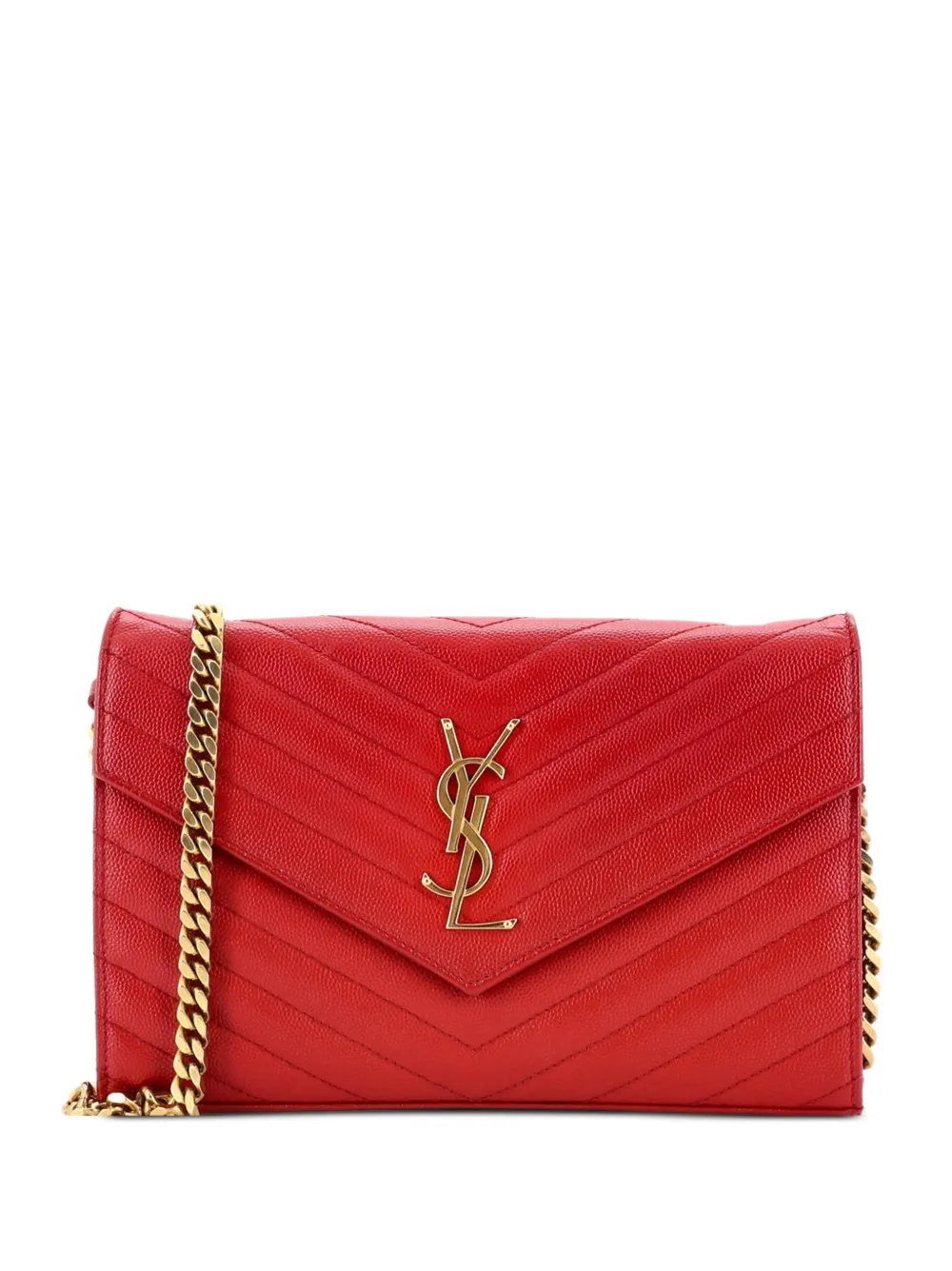Saint Laurent Pre-Owned Mittelgroße Classic Monogram Wallet On Chain Matelasse Umhängetasche mit Zickzackmuster - Rot