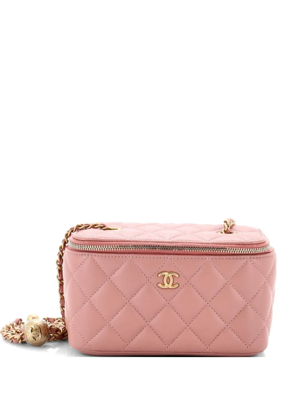 CHANEL Pre-Owned Pearl Crush Vanity Case with Chain Quilted Lambskin Small clutch bag - Rosa