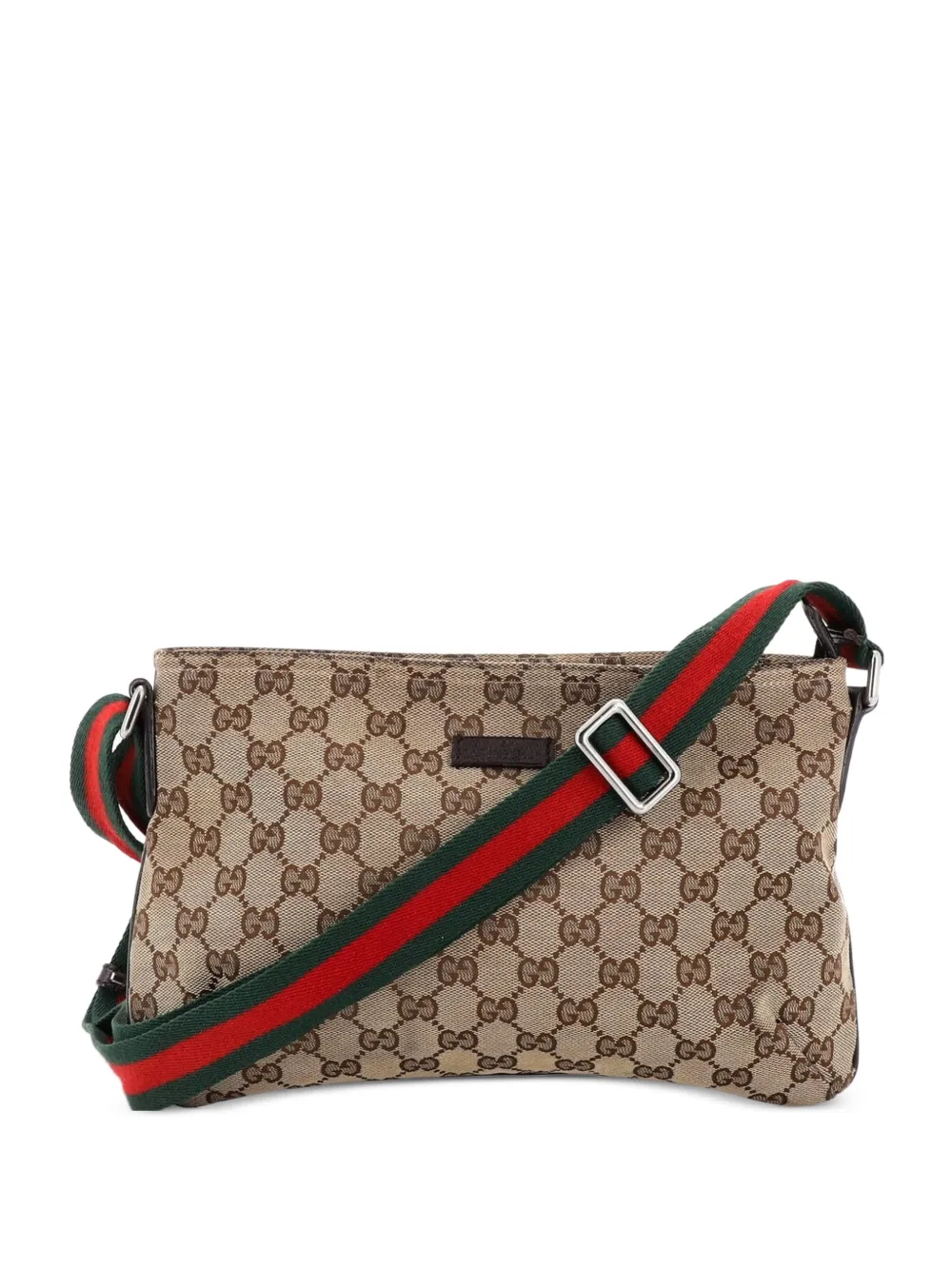 Gucci Pre-Owned Web Strap Messenger Bag GG Canvas Small crossbody bag - Marrone