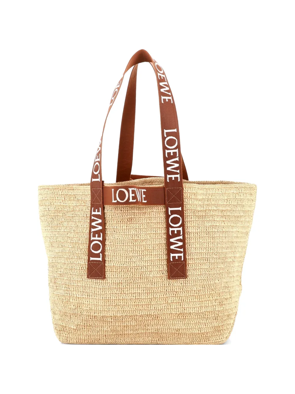 Loewe Pre-Owned Fold Logo Strap Raffia Large tote bag - Marrone