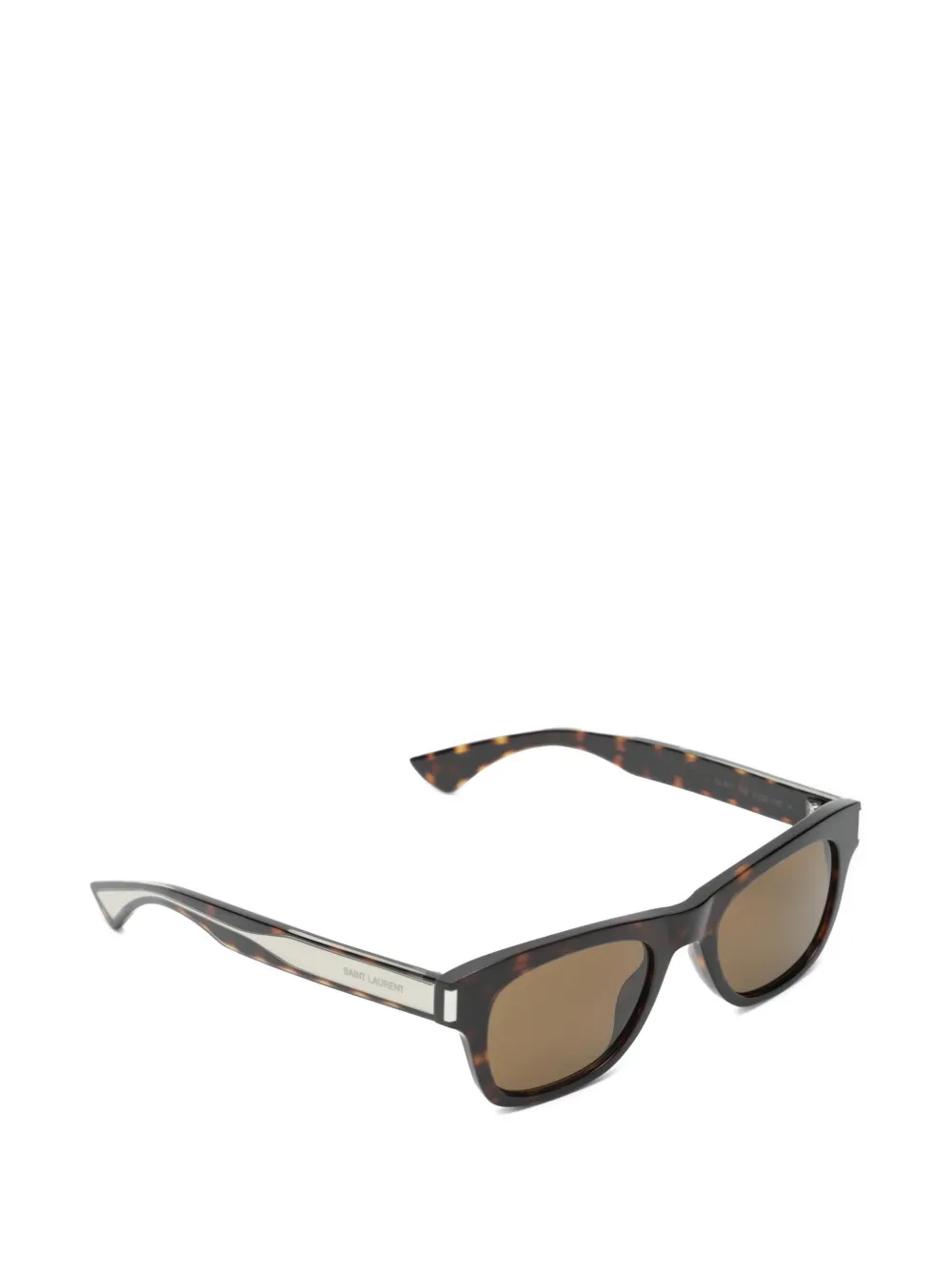 Saint Laurent Eyewear Havana zonnebril met rechthoekig montuur Bruin