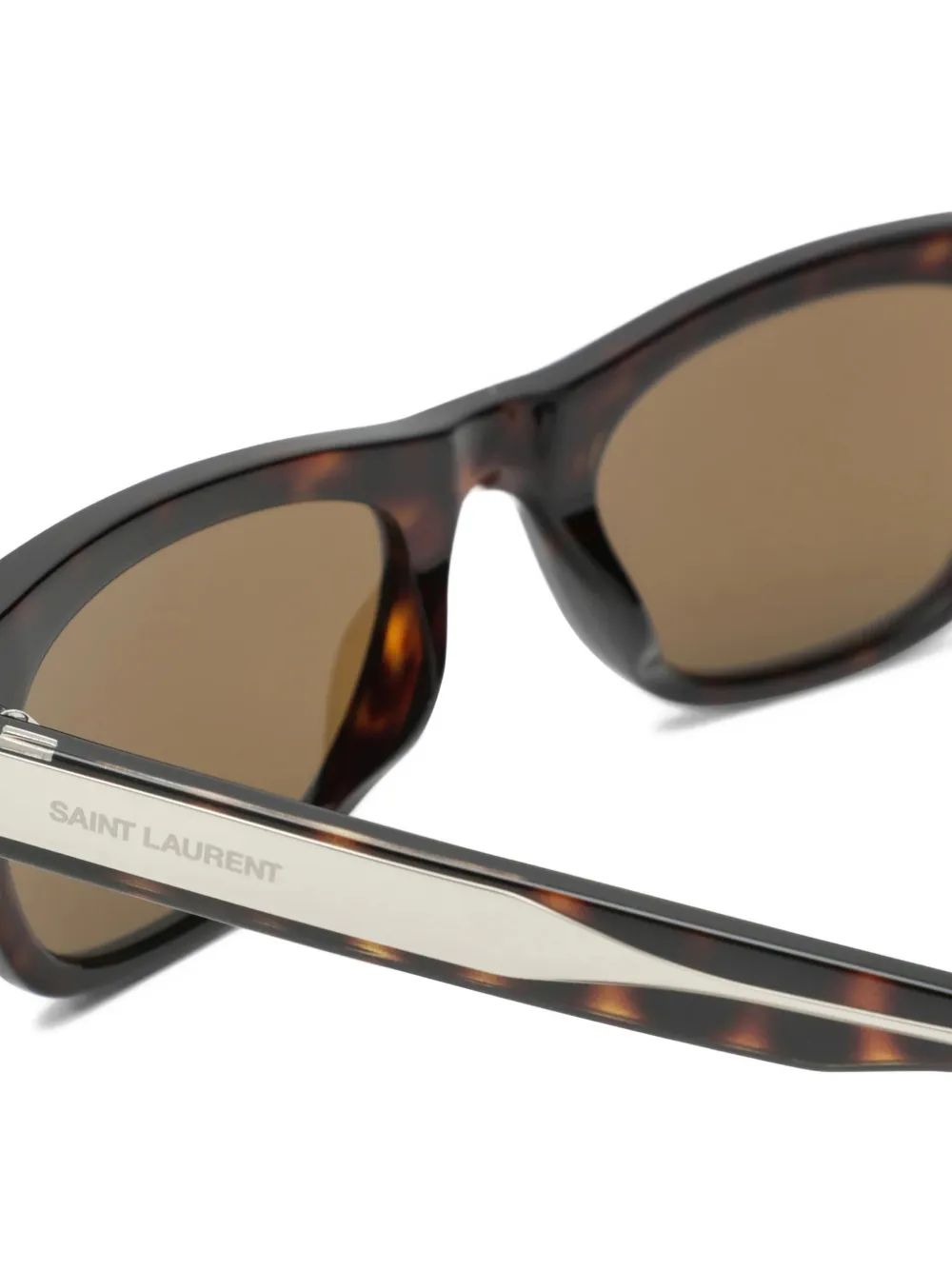 Saint Laurent Eyewear Havana zonnebril met rechthoekig montuur Bruin