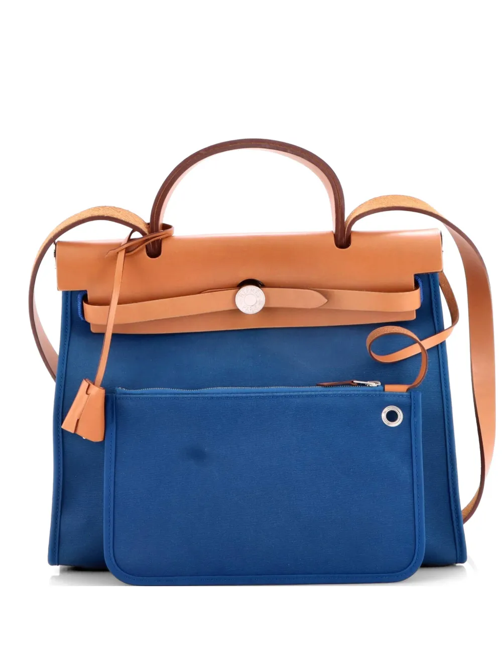 Hermès Pre-Owned Herbag Zip Leather and Toile 31 shoulder bag - Blu