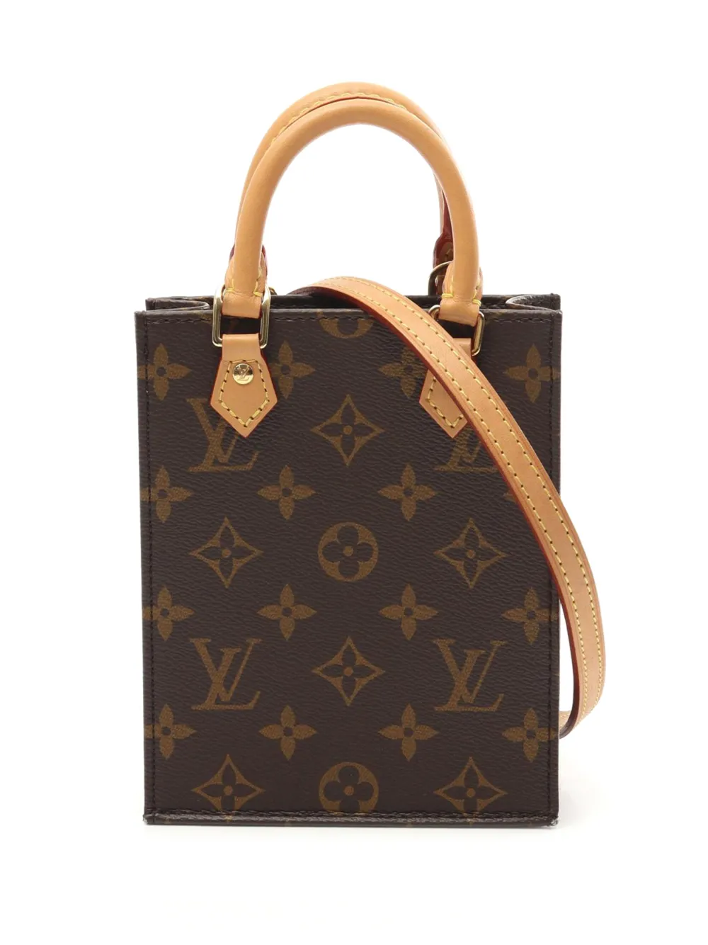 Louis Vuitton Pre-Owned Borsa a tracolla Petit Sac Plat con monogramma 2021-2026 - Marrone
