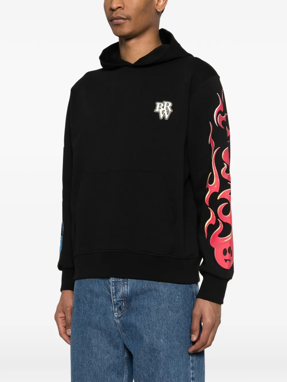 BARROW Hoodie met grafische vlammenprint Zwart