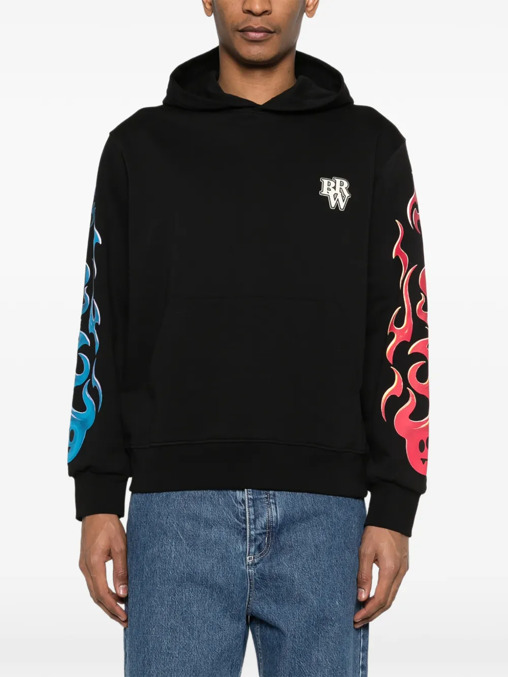 BARROW Hoodie met grafische vlammenprint Zwart