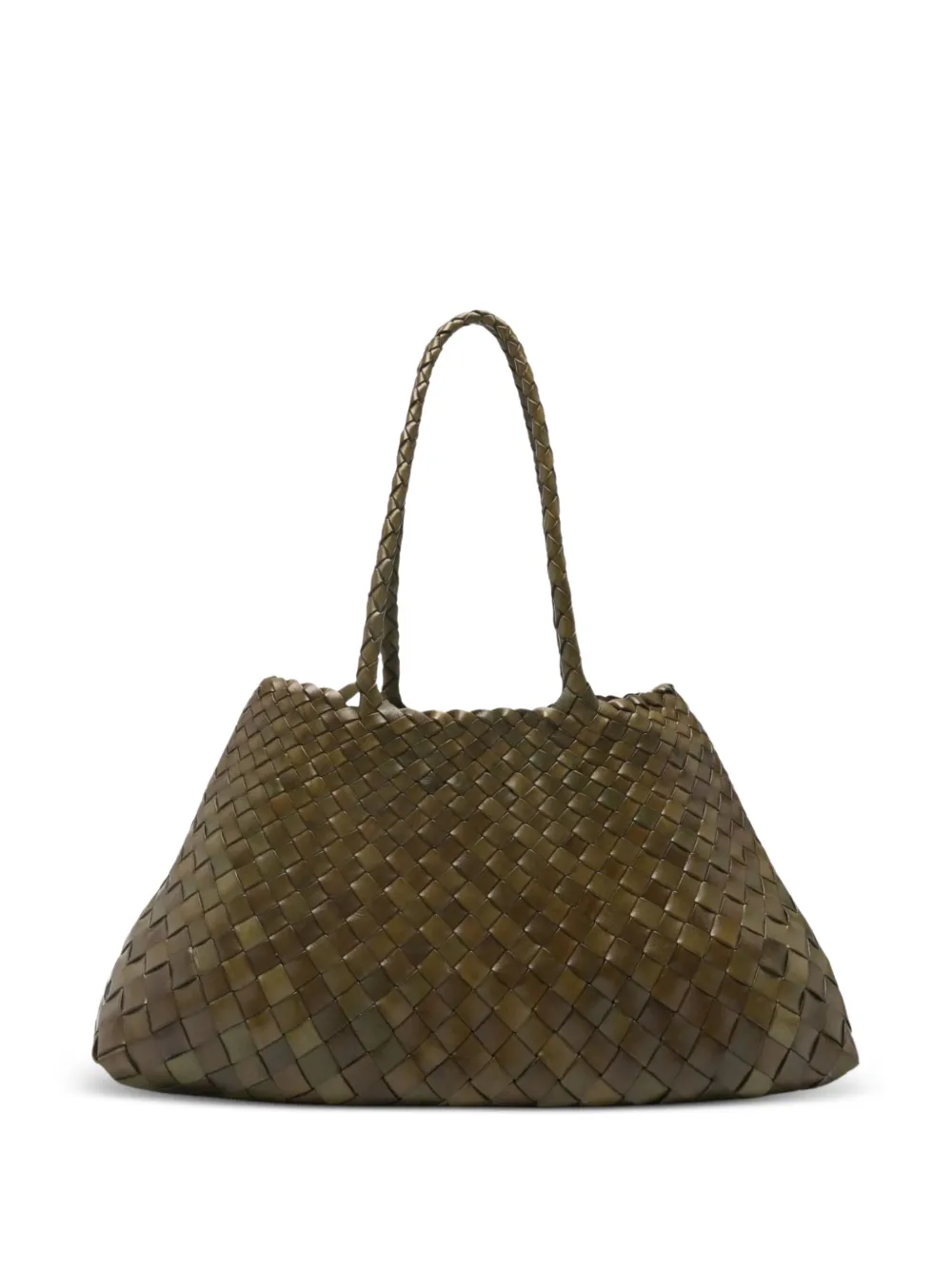 DRAGON DIFFUSION large Santa Croce woven-design shoulder bag - Verde