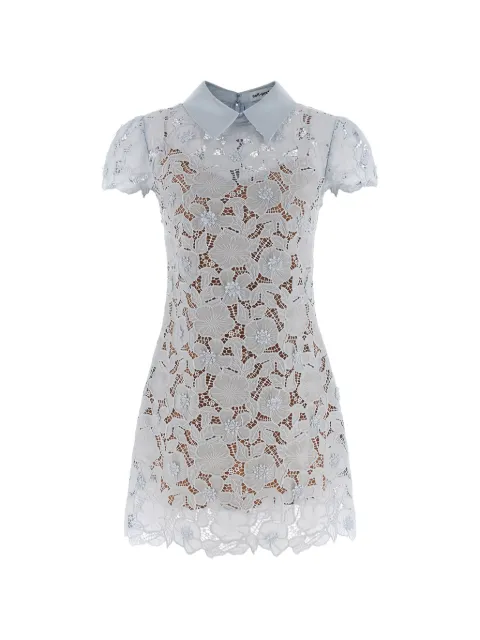 Self-Portrait floral-lace point-collar mini dress