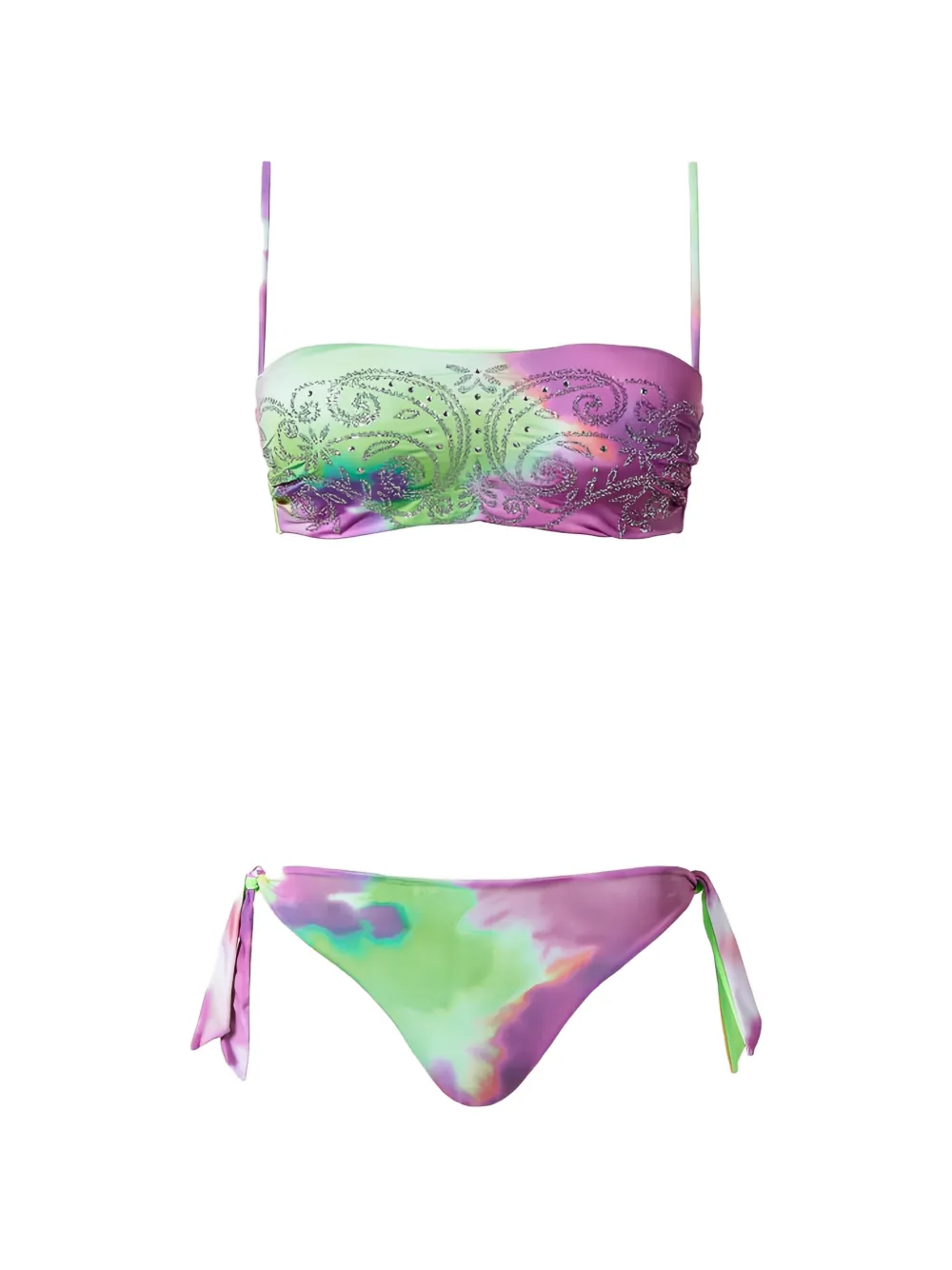 TWINSET tie-dye crystal-embellished bikini set - Verde
