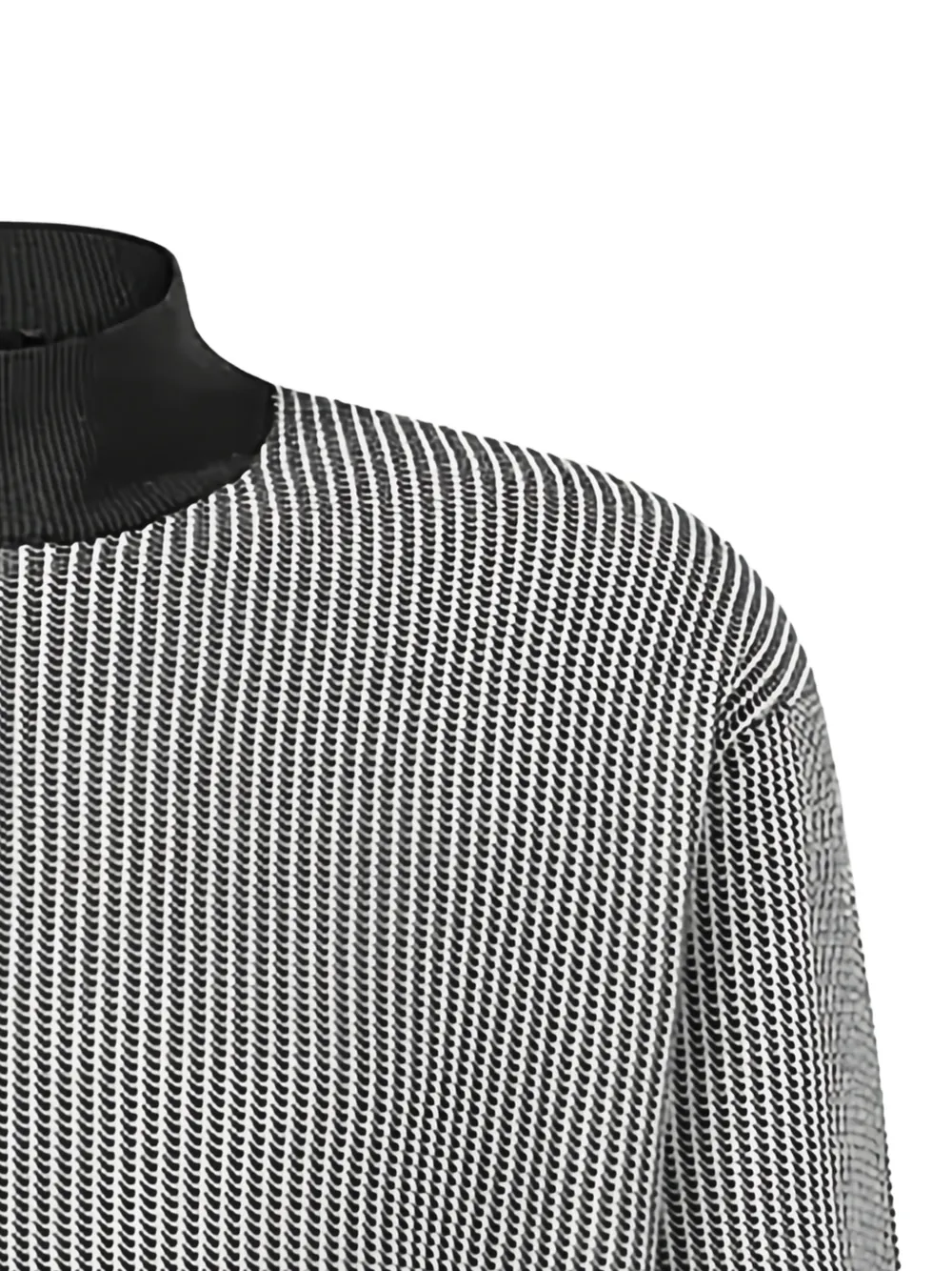 Emporio Armani Gestreepte trui met hoge ronde hals Wit