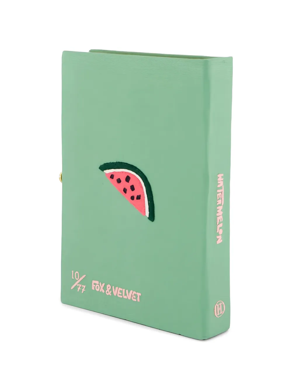 Olympia Le-Tan X Fox & Velvet Watermelon Book Clutch Bag in Green, view 2