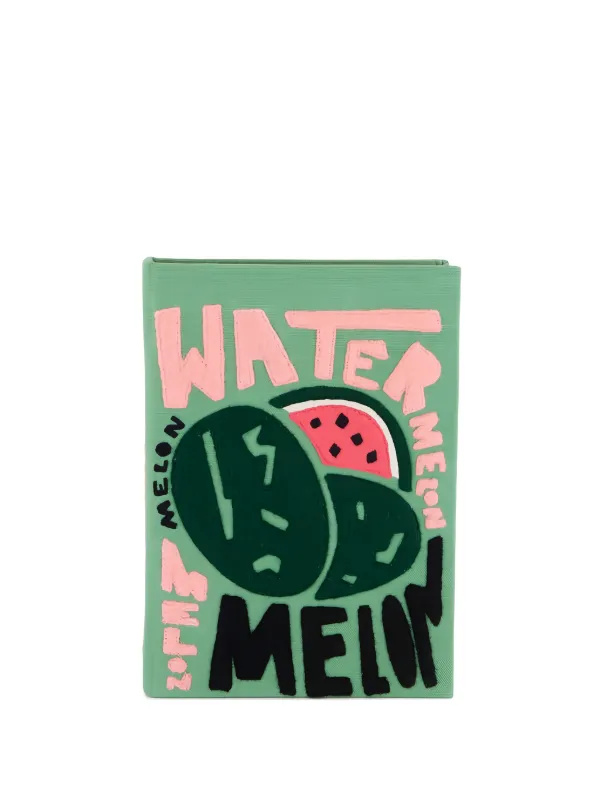 Olympia Le-Tan X Fox & Velvet Watermelon Book Clutch Bag in Green