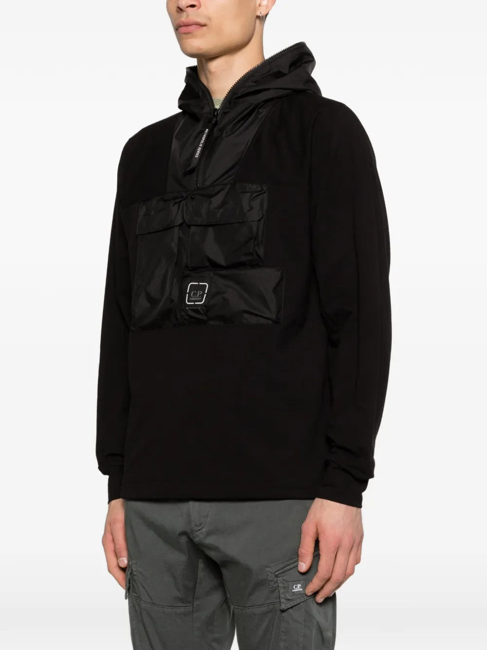 C.P. Company Hoodie met halve rits Zwart