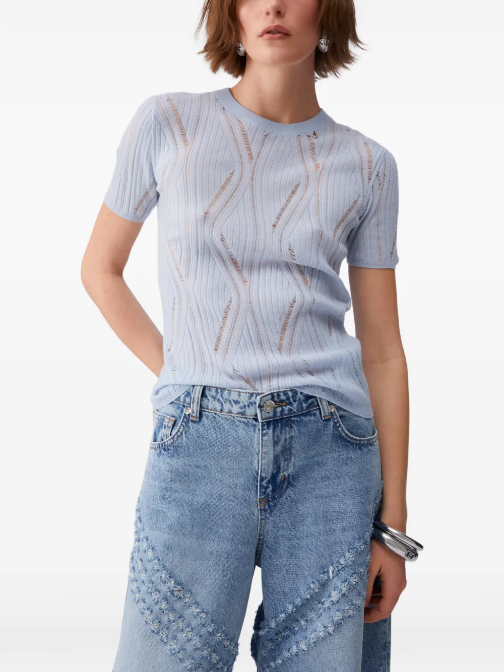 LIU JO Top met korte mouwen en ronde hals Blauw