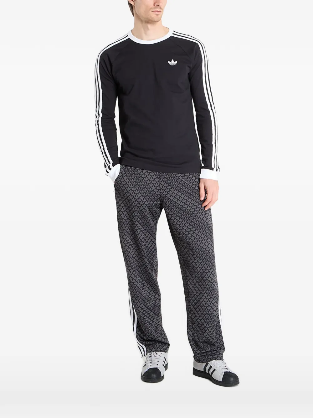 adidas logo-embroidered long-sleeve T-shirt - Nero