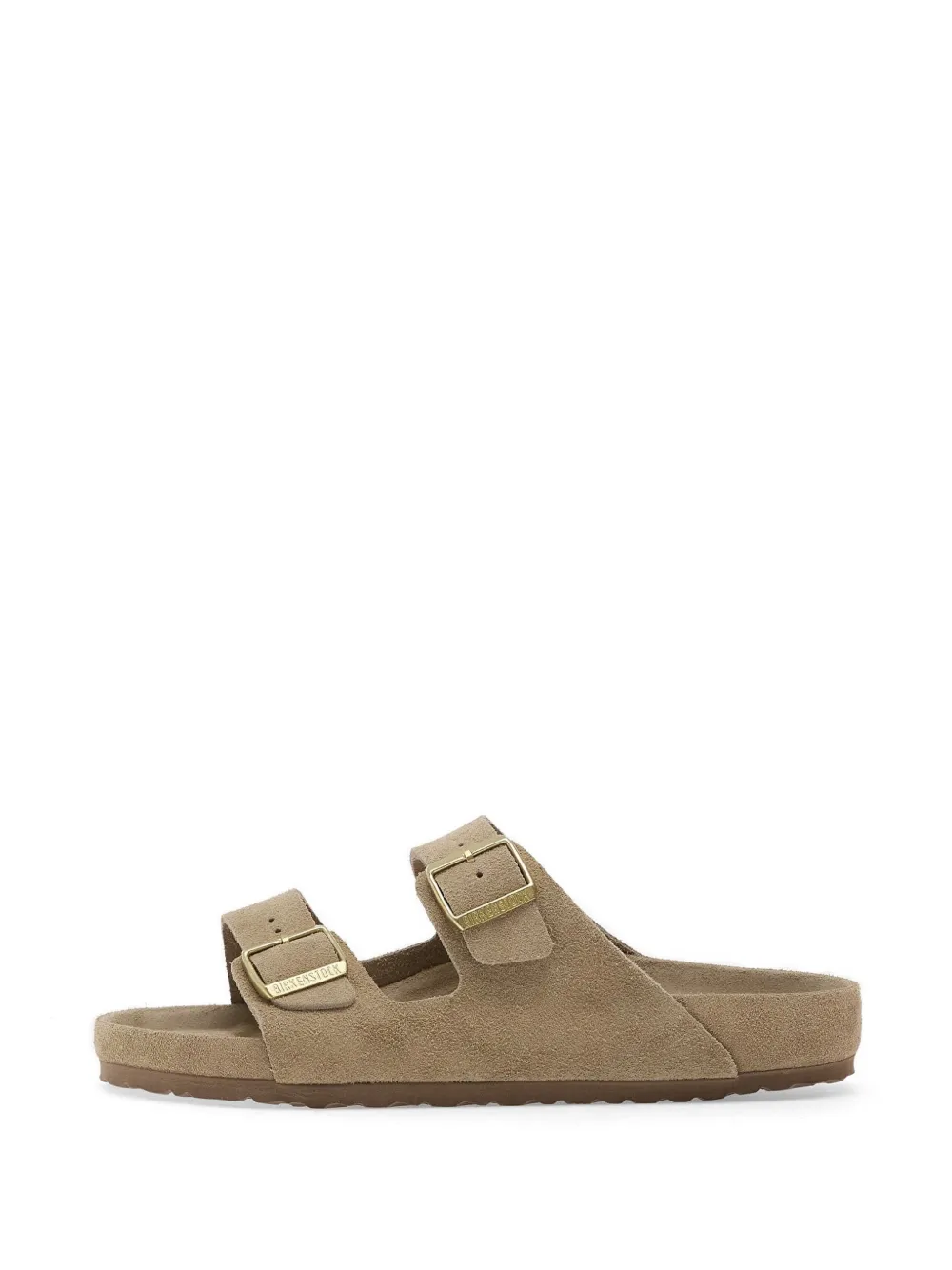 Birkenstock Arizona suède sandalen met gesp Beige