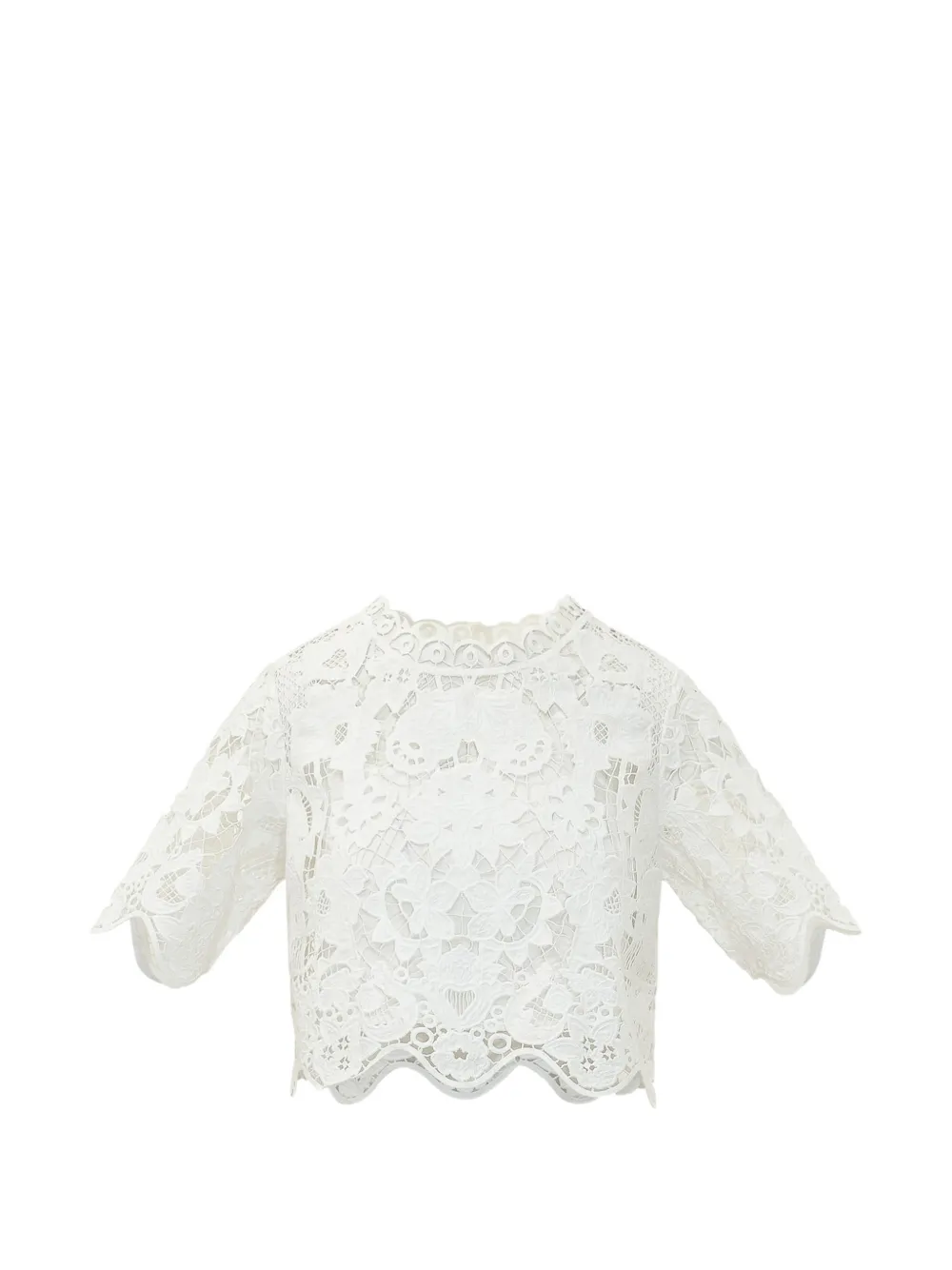 Michael Michael Kors lace-embroidered cropped T-shirt - Bianco