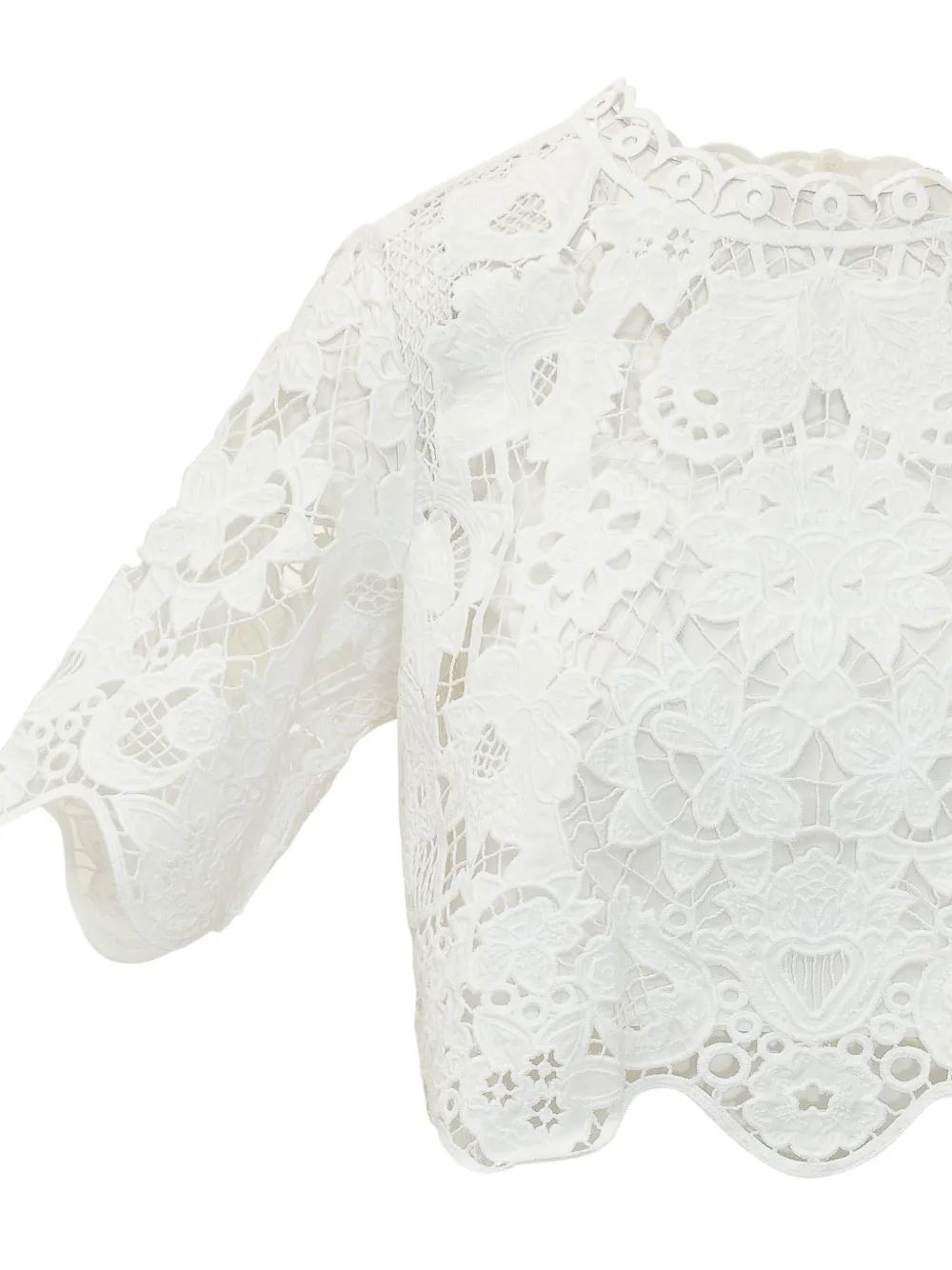 Michael Kors Cropped T-shirt met geborduurd kant Wit