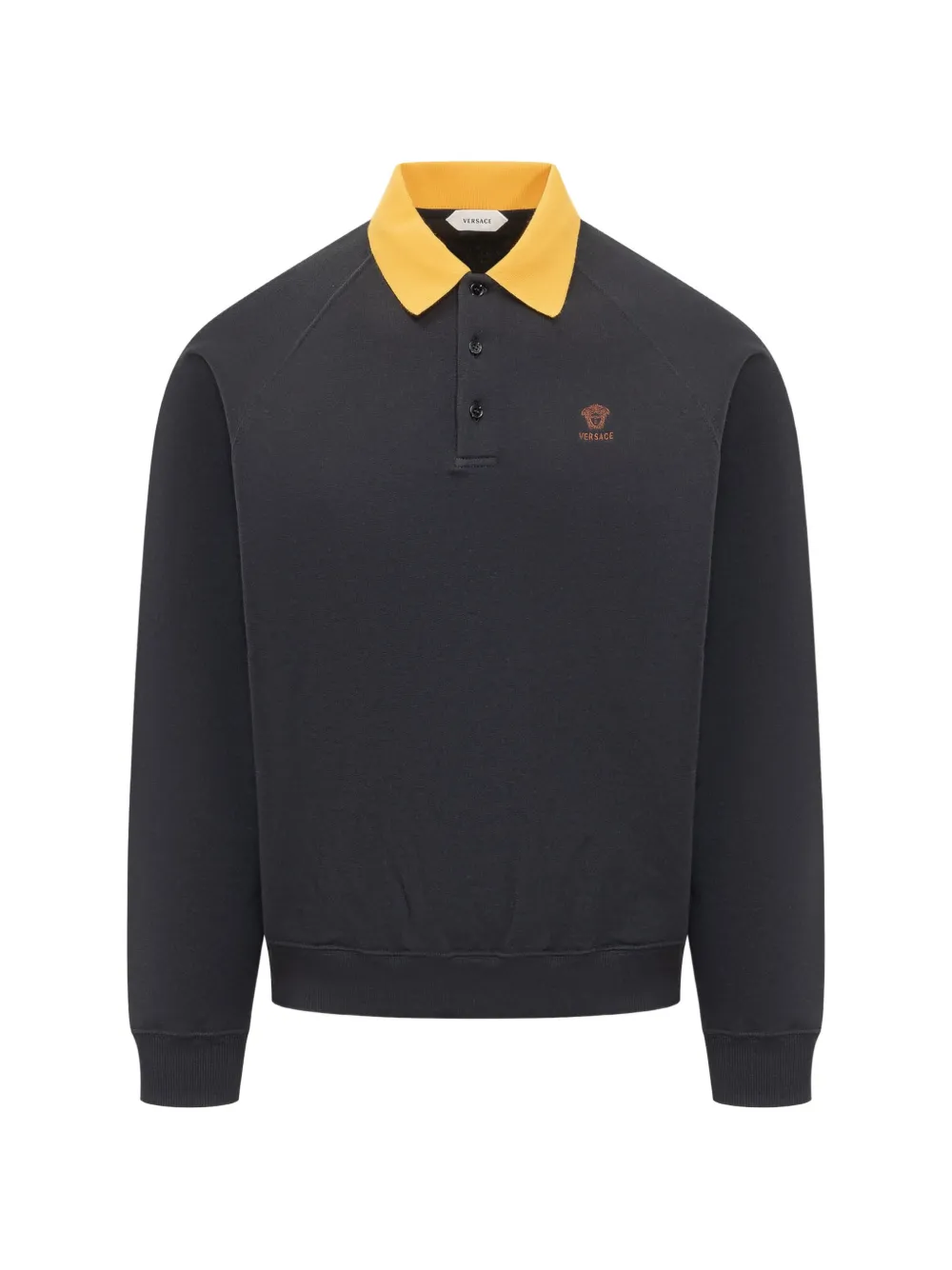 Versace logo-embroidered polo-collar sweatshirt - Schwarz