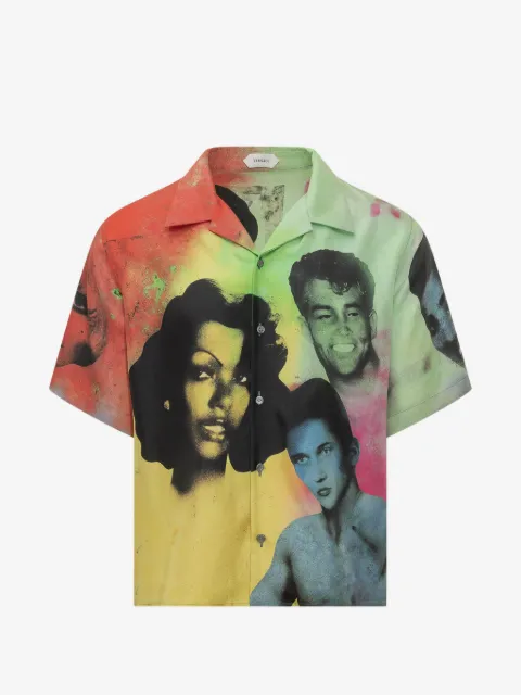 Versace camisa de seda manga corta estampada