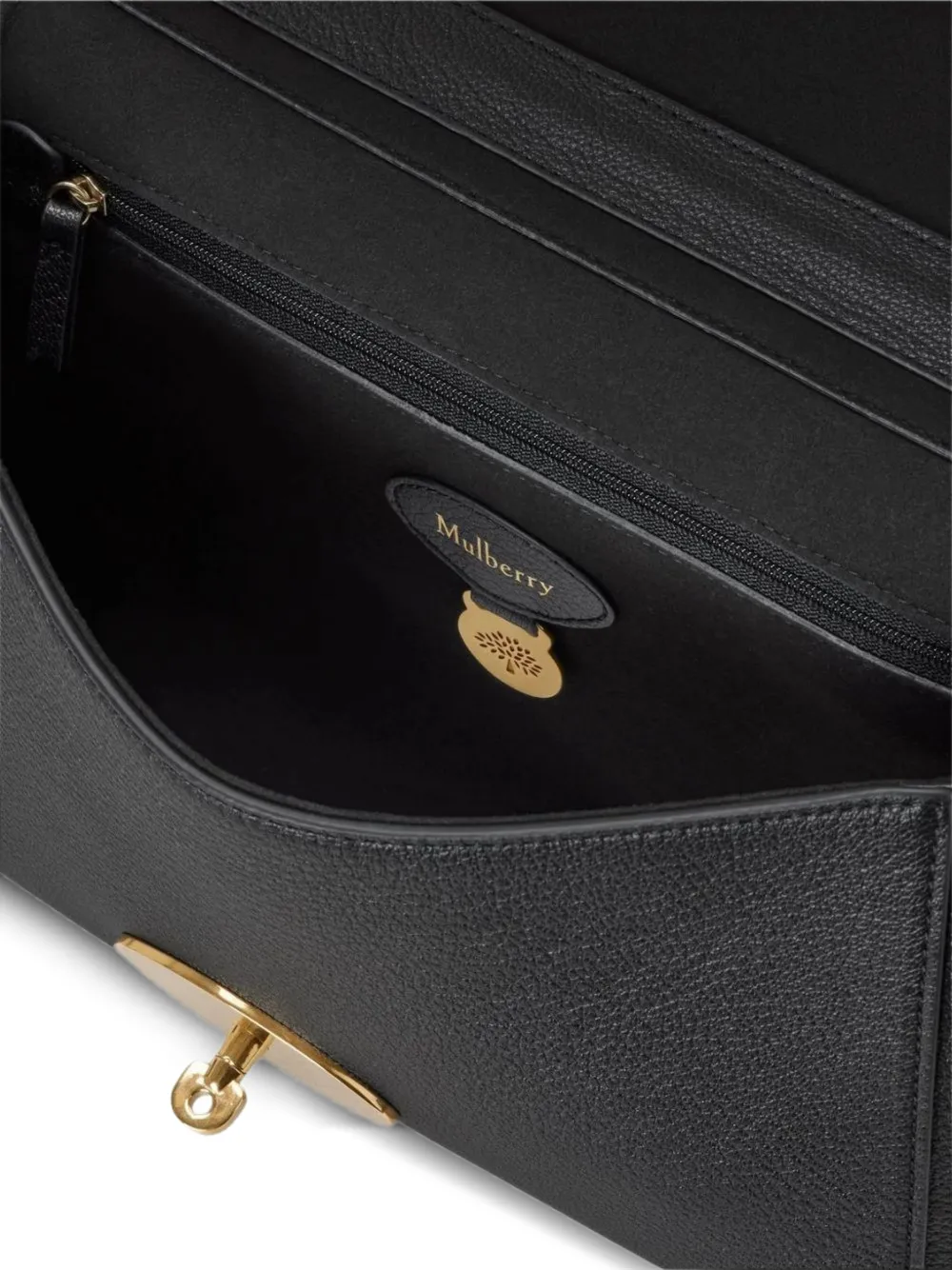 Mulberry Glanzende crossbodytas met ketting Zwart