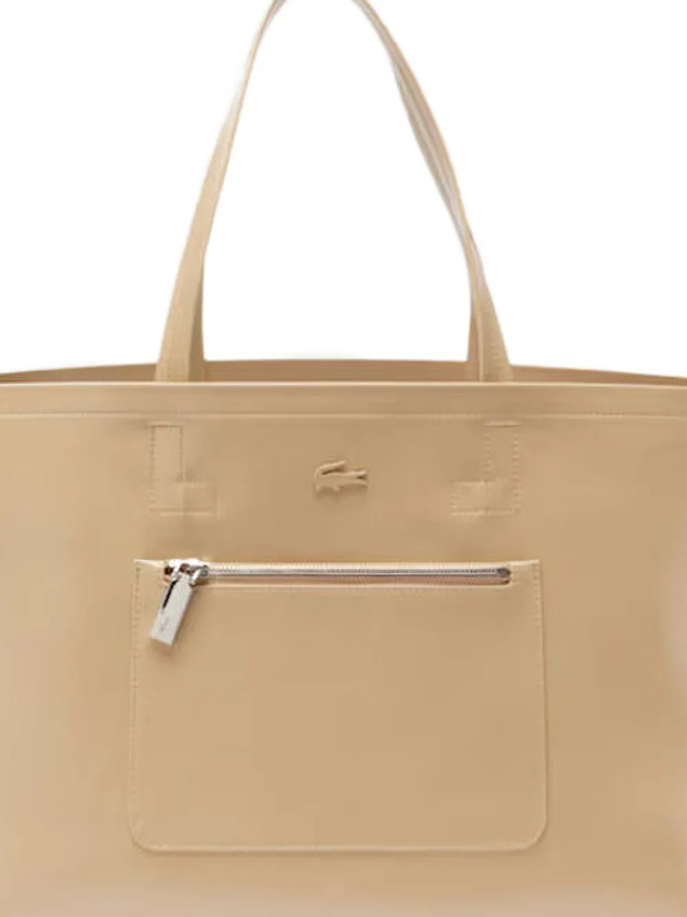 Lacoste Lite grote glanzende shopper Beige
