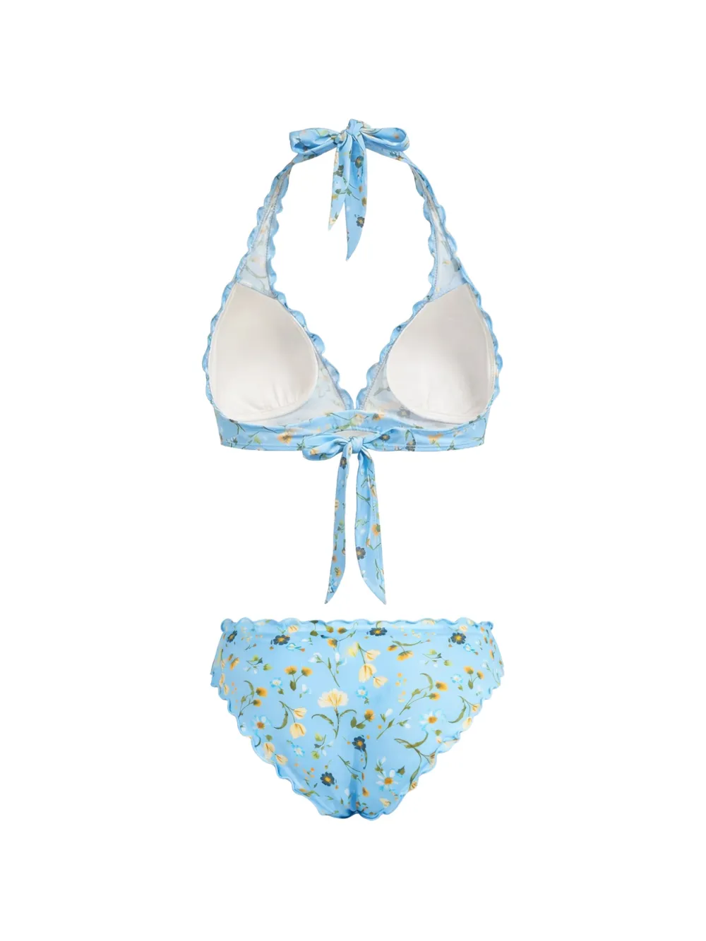 Seafolly Bikinislip met bloemenprint en ruches Blauw