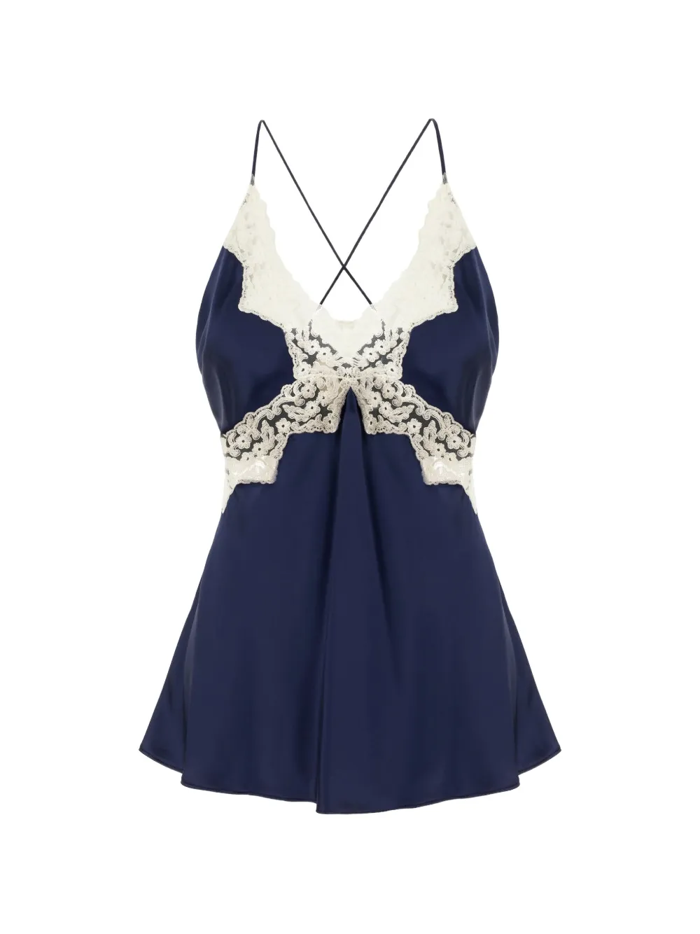 Alberta Ferretti lace-trim top - Blu