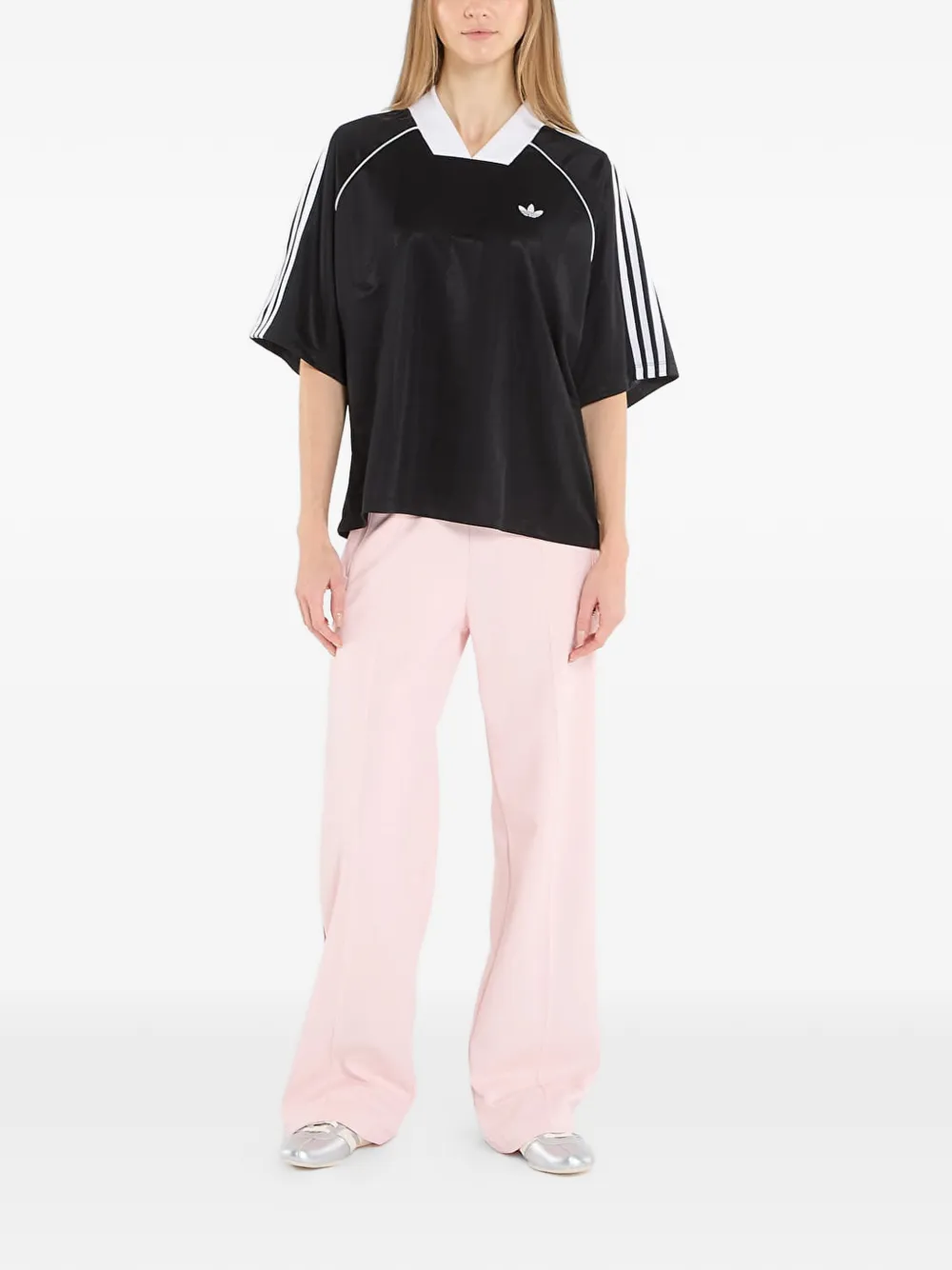adidas T-shirt met jacquard streep Zwart