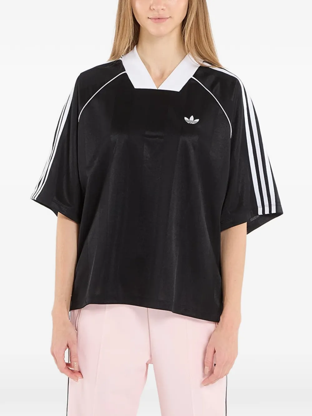 adidas T-shirt met jacquard streep Zwart