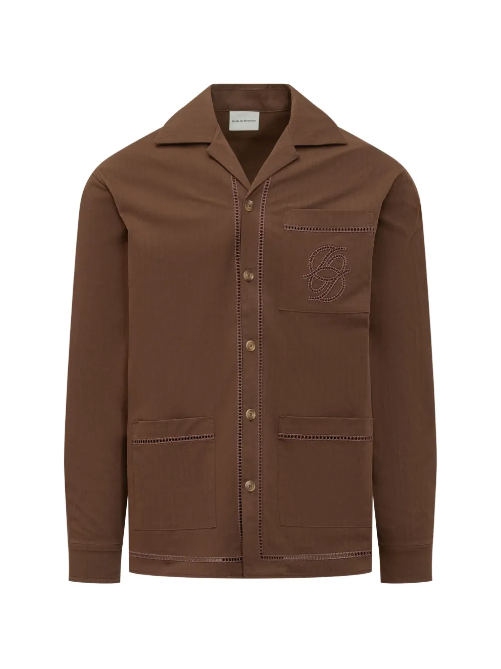 Drôle De Monsieur embroidered-logo shirt - Brown