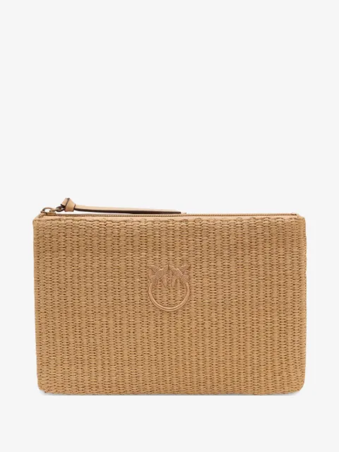 PINKO Love Birds woven clutch bag