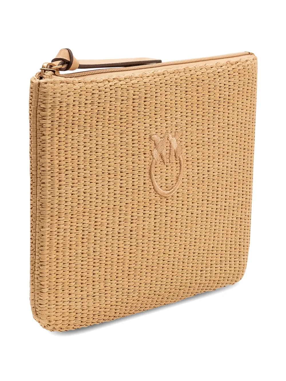 PINKO Love Birds geweven clutch Beige