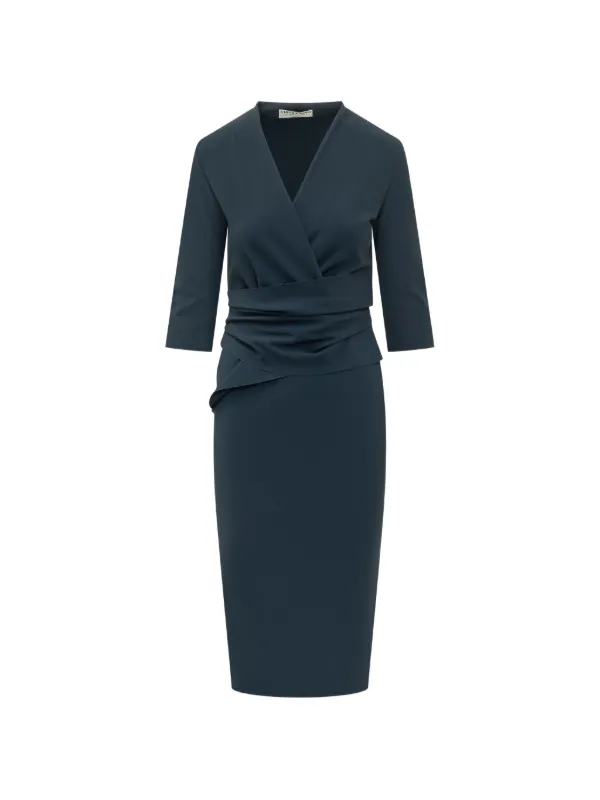 chiara boni blue dress Chiara Boni La Petite Robe Kacey Illusion Long Gown in Blu Notte, Size 46